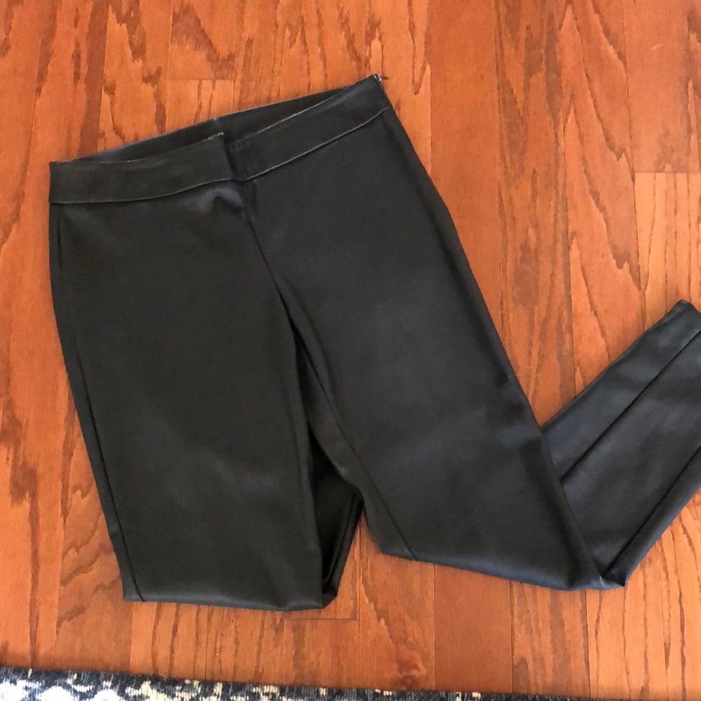 Faux Leather Tapered Slacks